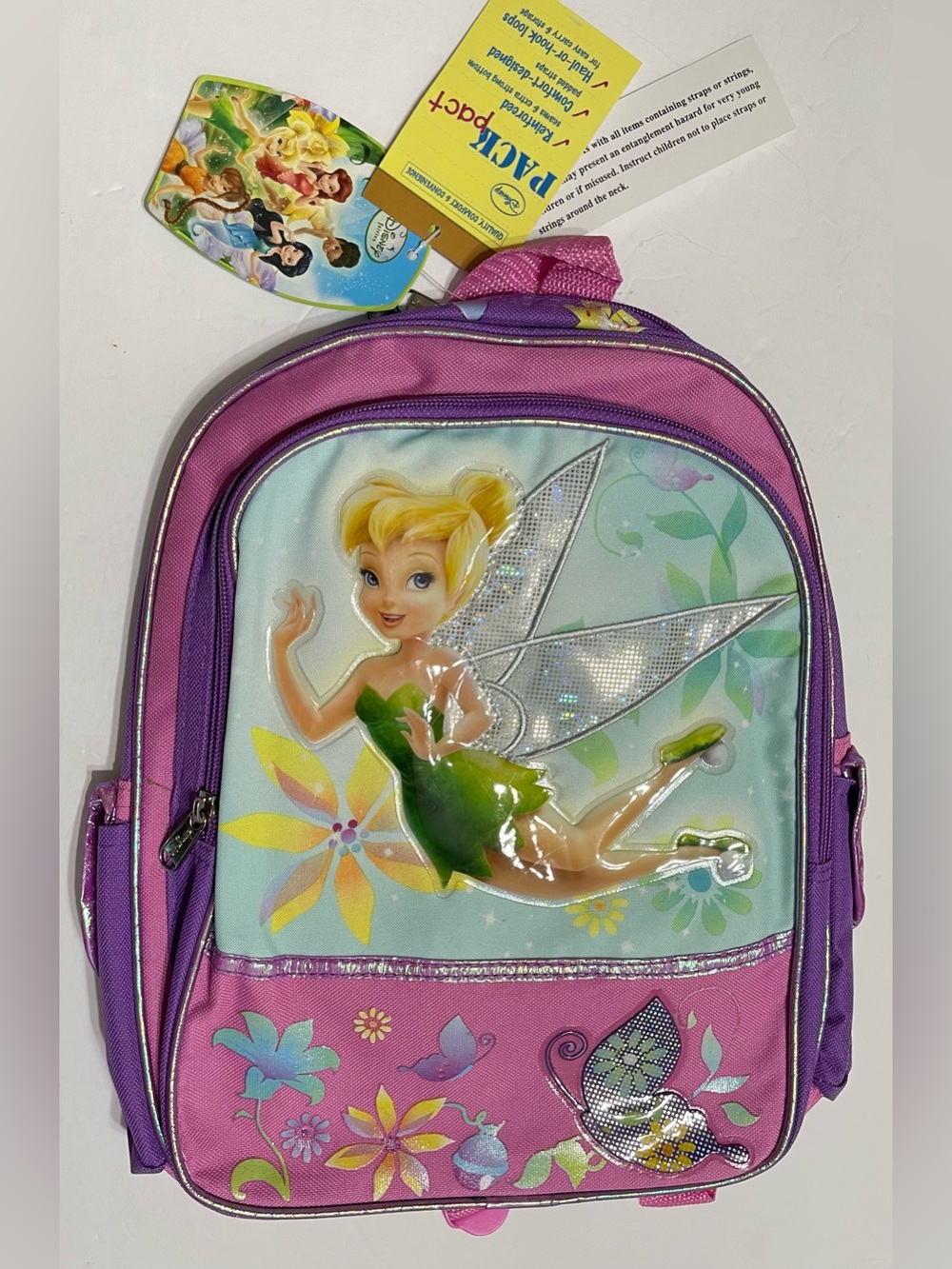 Small Backpack- Tinkerbell Flowers and Butterfly 12" Small School Backpack! New!